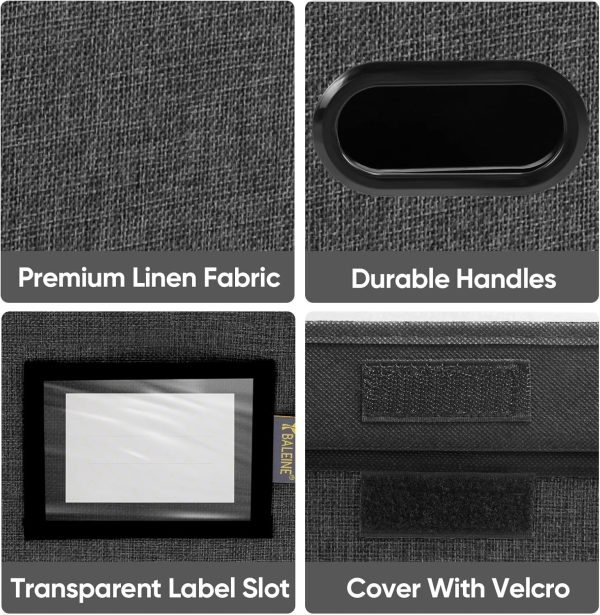 BALEINE File Organizer Box with Lid, Collapsible File Folder Organizer with Plastic Slide, Hanging File Folder Box for Office Document Storage (1 Pack, Black) - Image 6
