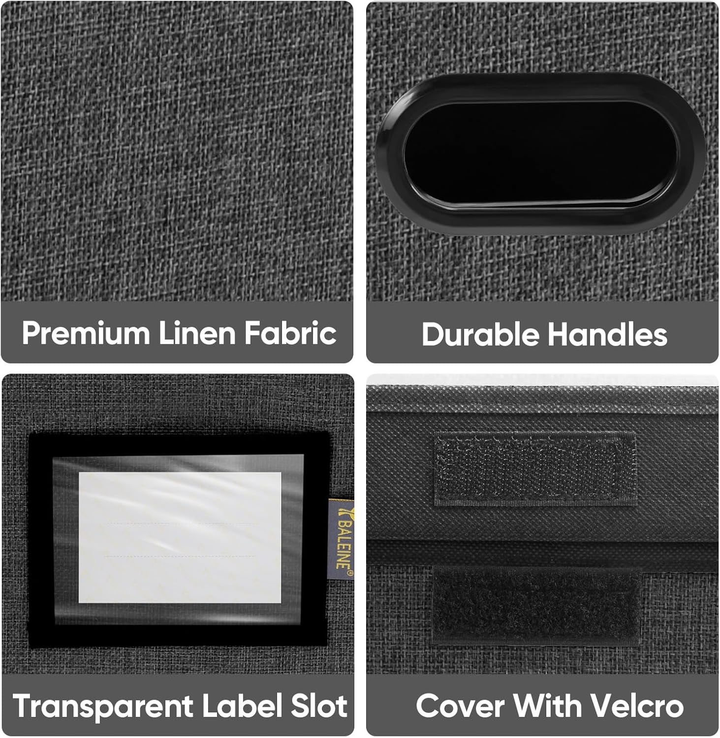 BALEINE File Organizer Box with Lid, Collapsible File Folder Organizer with Plastic Slide, Hanging File Folder Box for Office Document Storage (1 Pack, Black) - Image 6