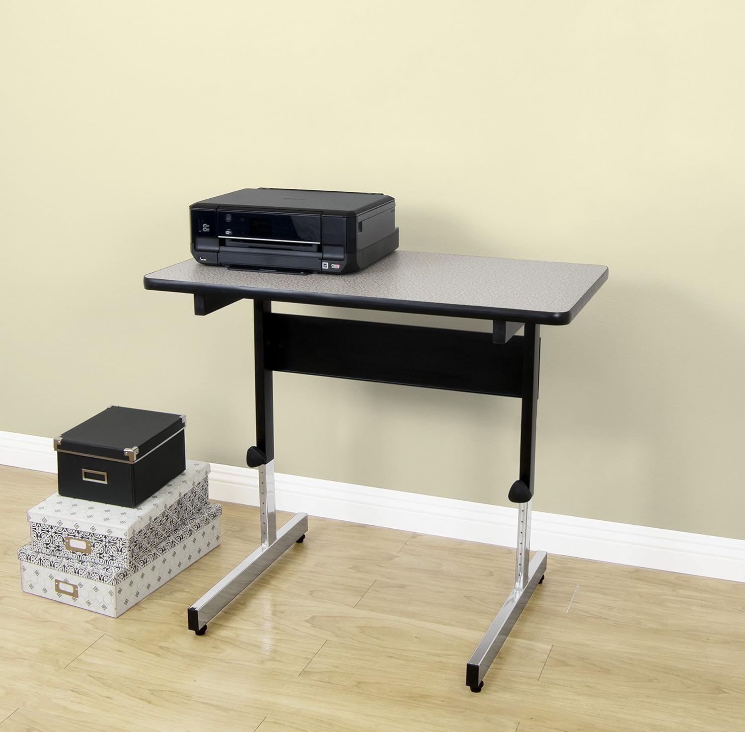 Calico Designs Adapta Desk - Height Adjustable Desk - 23"-33.5" - All-Purpose Standing Table for Home Office, Art, and More - Spatter Gray/Black - Image 2
