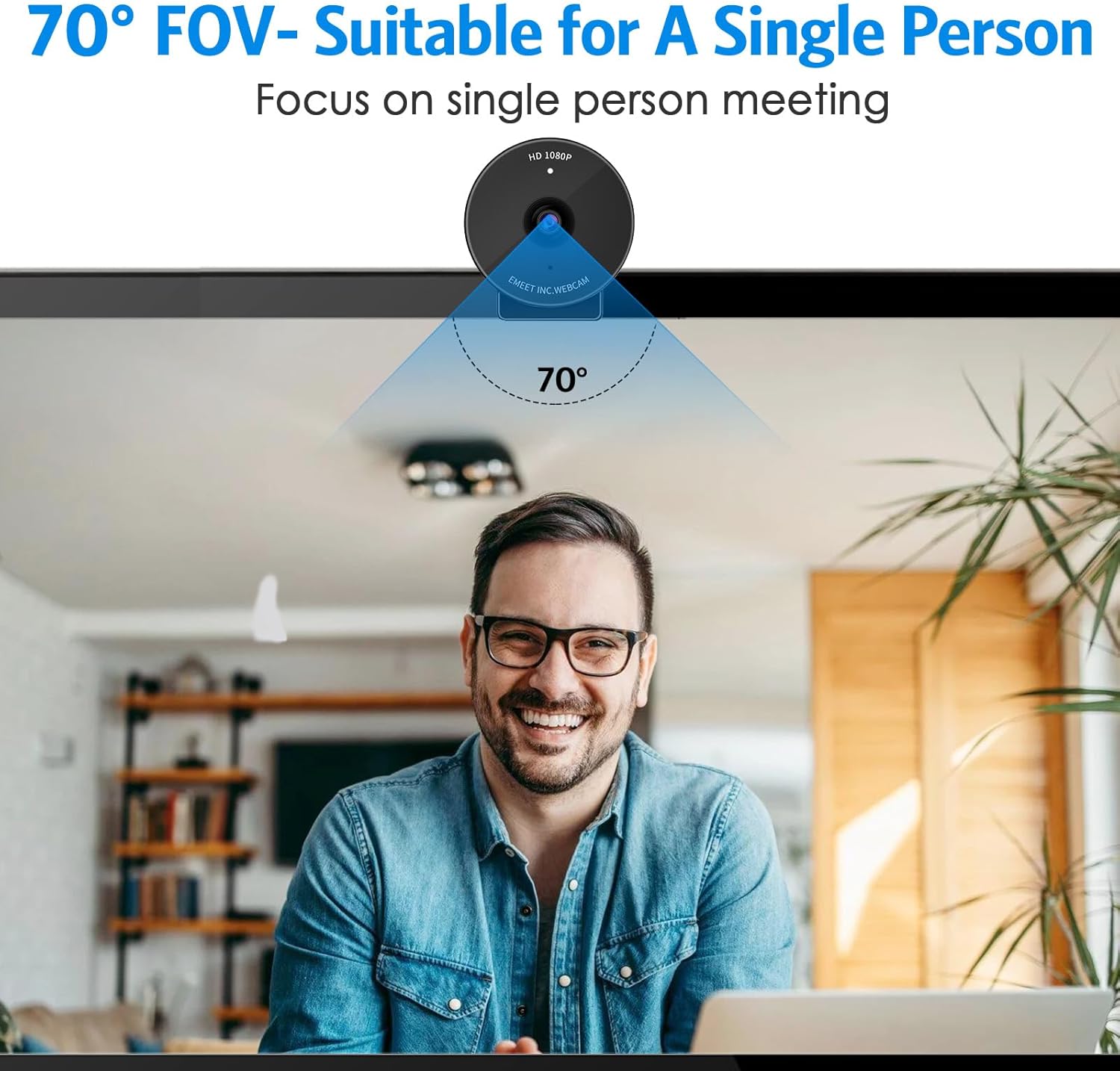 EMEET 1080P Webcam - USB Webcam with Microphone & Physical Privacy Cover, Noise-Canceling Mic, Auto Light Correction, Fixed Focus, C950 Ultra Web Cam w/ 70°View for Meeting/Online Classes/Zoom/YouTube - Image 5