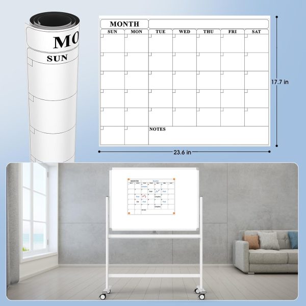 MaxGear Premium Large Rolling Whiteboard on Wheels, 48" x 32" Double-Sided Magnetic Dry Erase Board with Stand, Reversible Mobile Whiteboard with Aluminium Frame and Stand for Office, School - Image 8