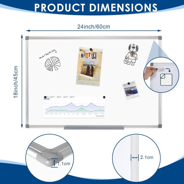 S SWANCROWN Magnetic Whiteboard 18 x 24 Inch Dry Erase Board Wall Mounted White Board for Meeting/Planning/Displaying - Image 2